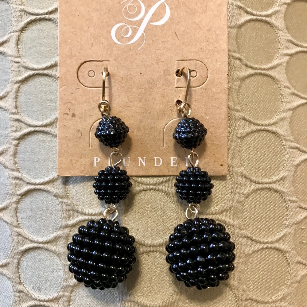 Plunder Black Bead Drop Earrings